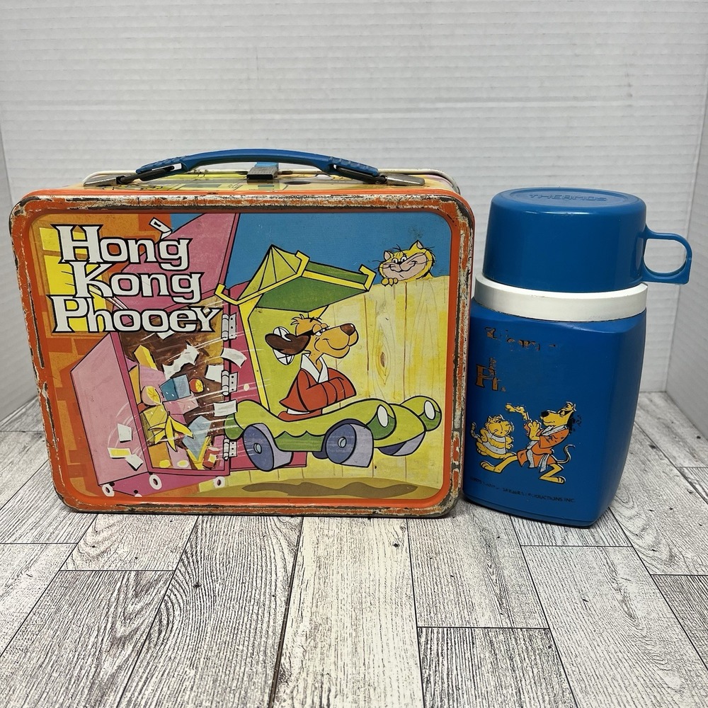 Vintage 1975 "Hong Kong Phooey" King-Seeley Metal Lunchbox with Thermos